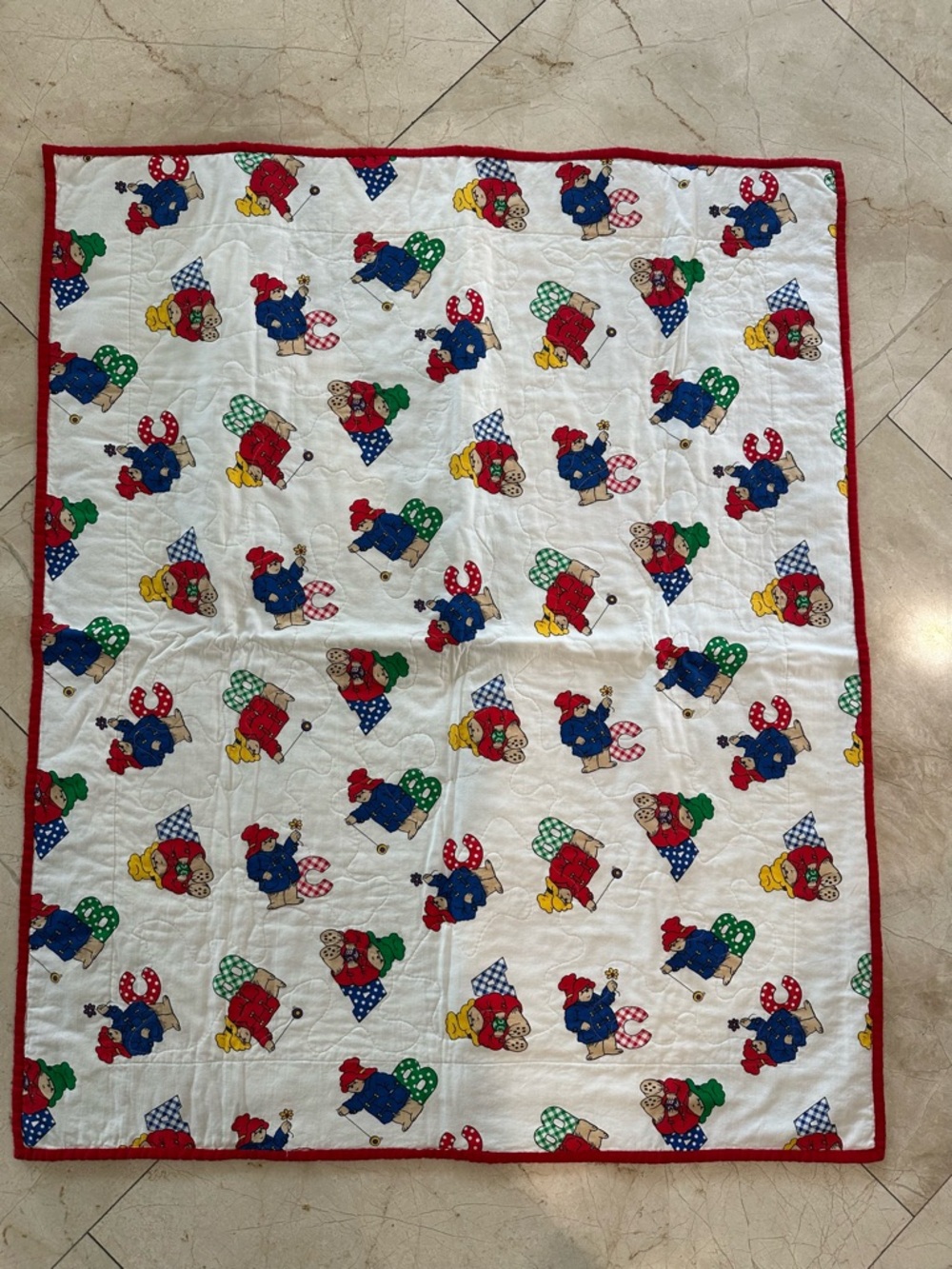 Paddington Bear Quilted Crib Comforter Lightweight 43”x36” GUC